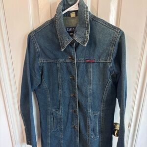 Vintage 90s y2k long denim jacket ! so much fun * accepting offers